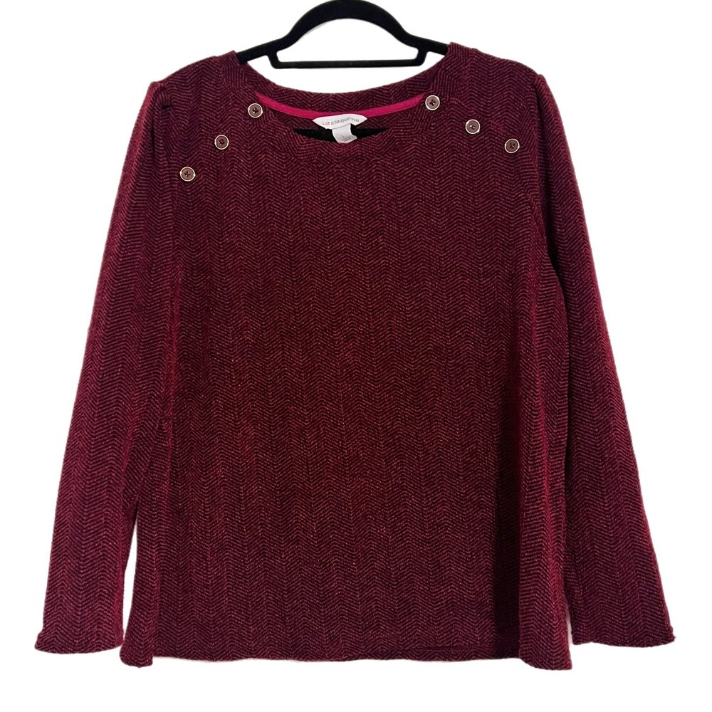 Liz Claiborne Sweater top, Large, burgundy and black